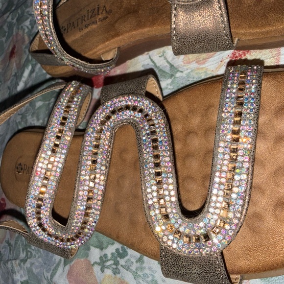 Patrizia Luca Tan Sandals with Rhinestone Accents - Picture 5 of 9